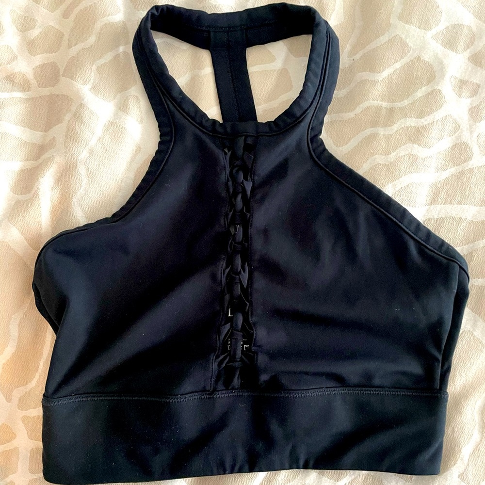 Bandier Le Ore black sports bra top small racer back
